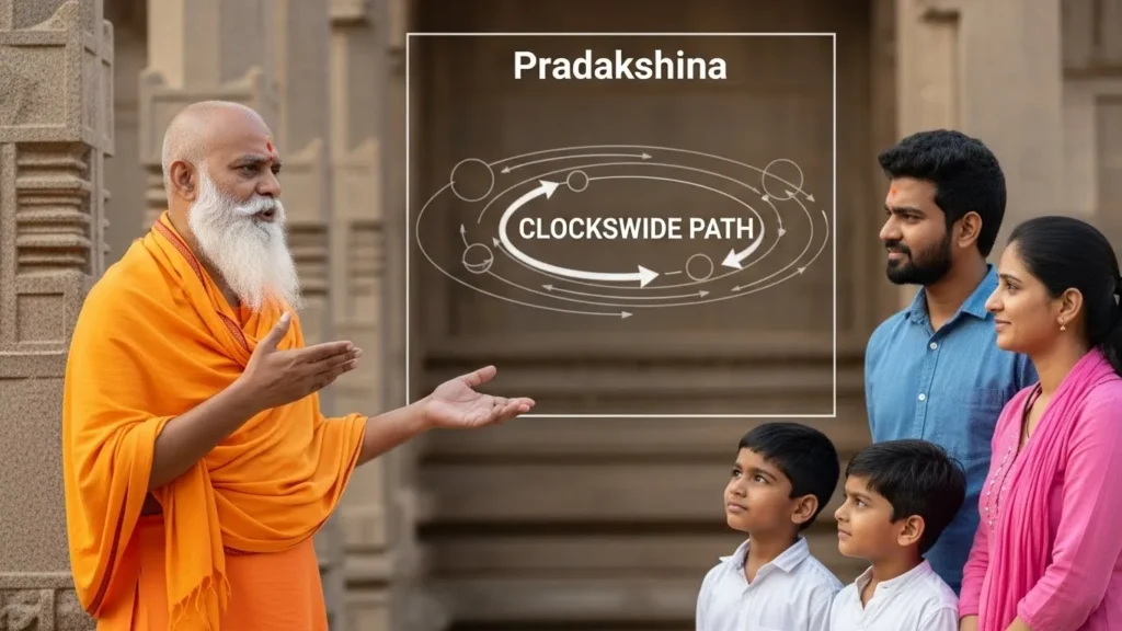 Hindus Circumambulate Temples Clockwise